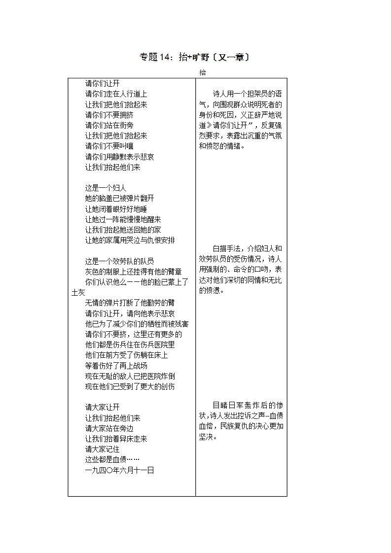 抬 旷野（又一章） 《艾青诗集》全赏析第1页