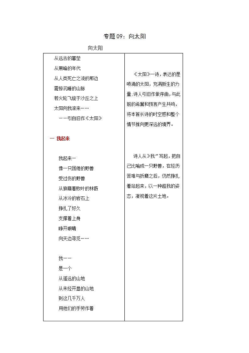 向太阳 《艾青诗集》全赏析第1页