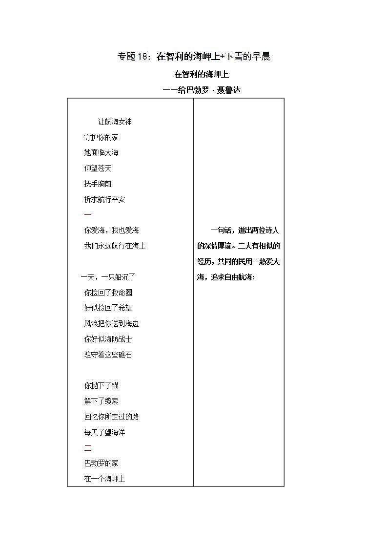 在智利的海岬上 下雪的早晨 《艾青诗集》全赏析第1页