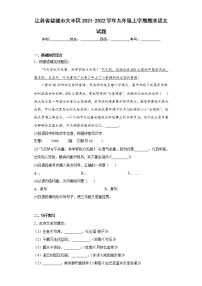 江苏省盐城市大丰区2021-2022学年九年级上学期期末语文试题(word版含答案)