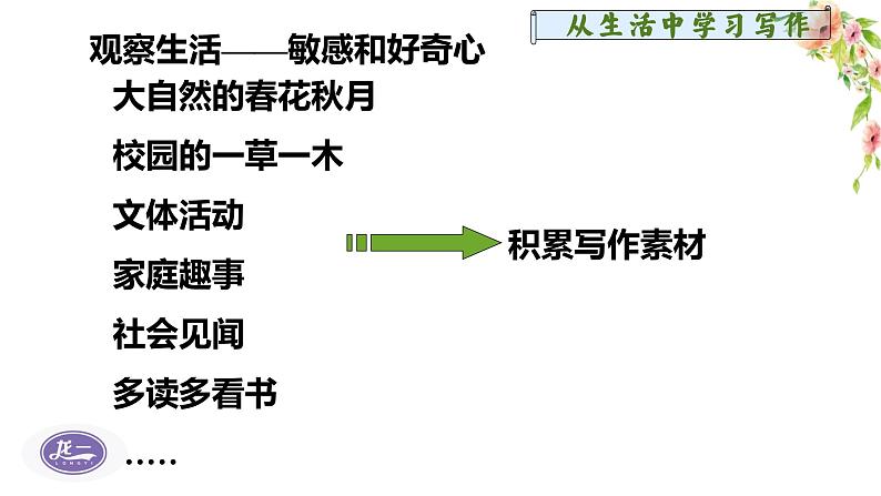 部编版语文七年级上册第一单元写作《热爱生活，热爱写作》课件05