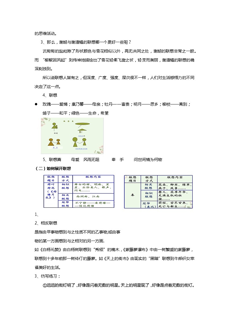部编人教版七上语文第六单元写作《联想与想象》课件PPT+教学设计02
