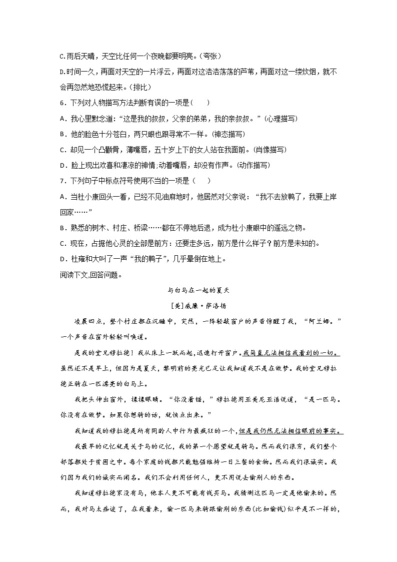 第17课《孤独之旅+》同步练习2022-2023学年部编版语文九年级上册02