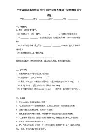 广东省阳江市阳东区2021-2022学年九年级上学期期末语文试题(word版含答案)