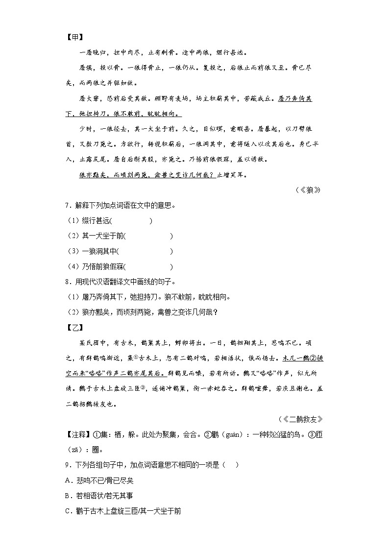 广东省河源市紫金县2021-2022学年七年级上学期期末语文试题(word版含答案)03