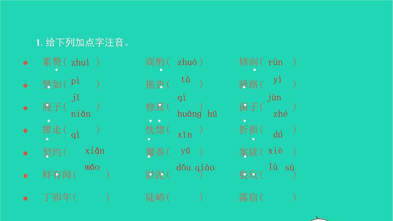 2022部编版语文七年级下册第四单元单元基础过关练四习题课件第2页