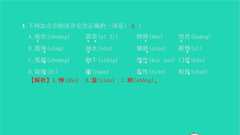 2022部编版语文七年级下册专题训练一字音字形习题课件第4页