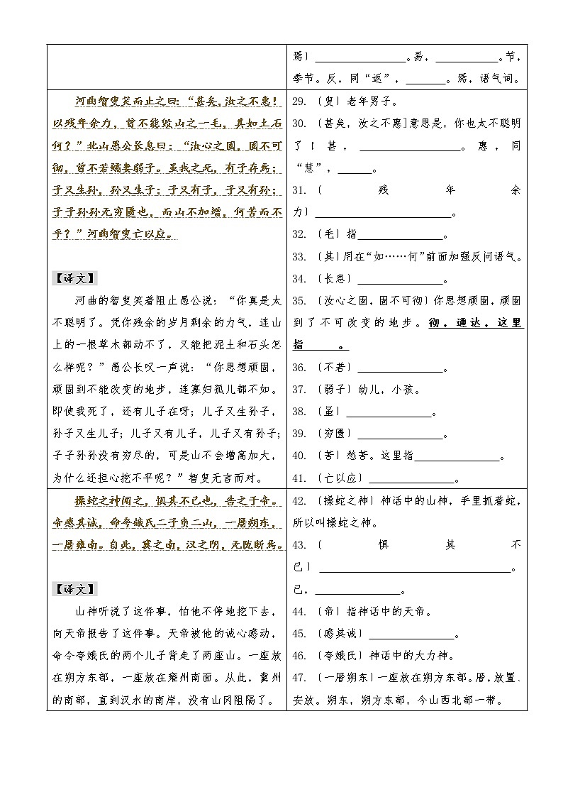 专题05 《愚公移山》（知识梳理）（原卷版）第3页