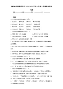 湖南省邵阳市新邵县2021-2022学年九年级上学期期末语文试题(word版含答案)