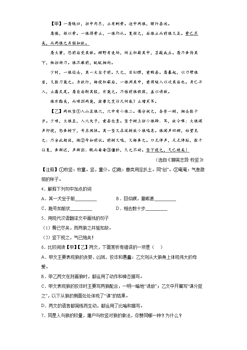 湖南省邵阳市武冈市2021-2022学年七年级上学期期末语文试题(word版含答案)02