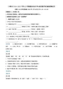 初中语文九上福建省三明市2020-2021学年九年级上学期期末语文试题（解析版）练习含答案