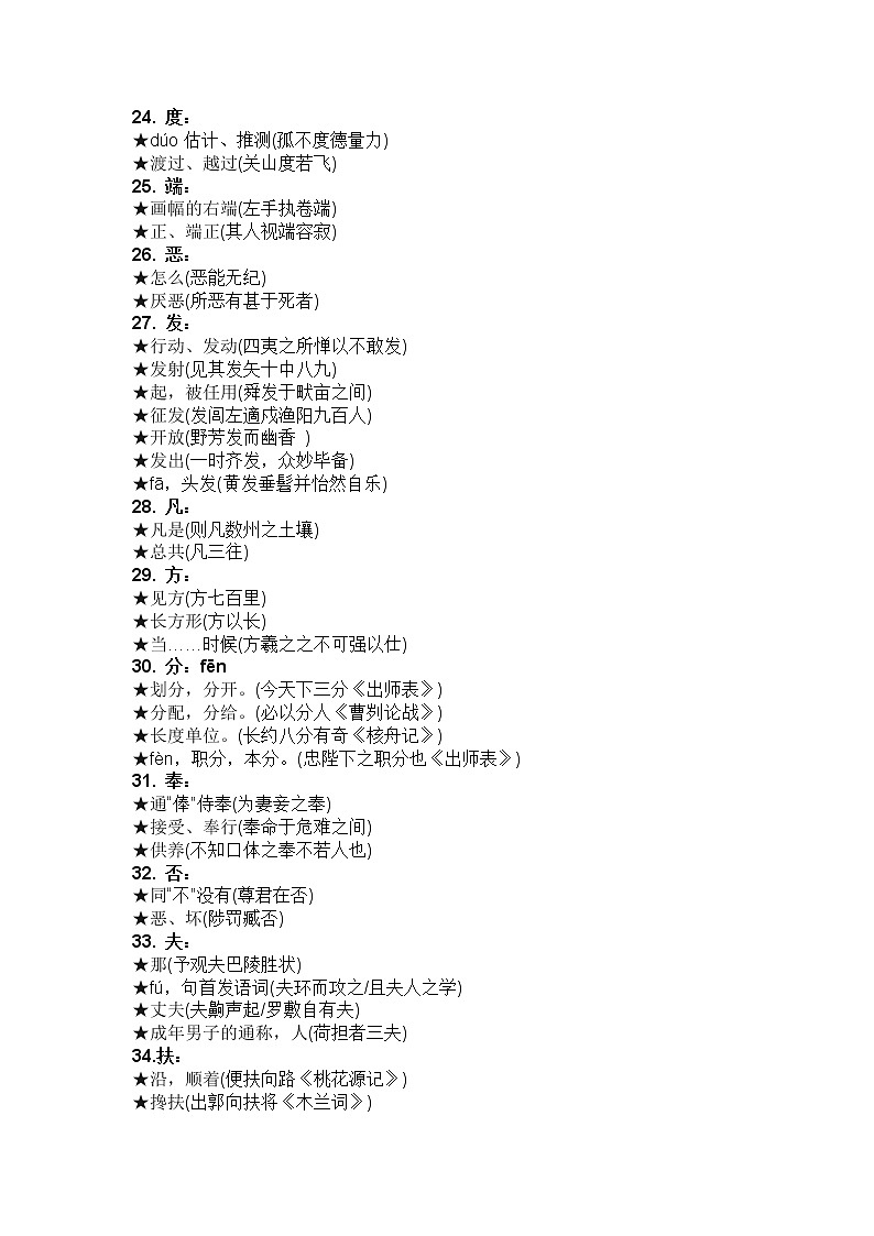 初中语文常见文言文一词多义180字03
