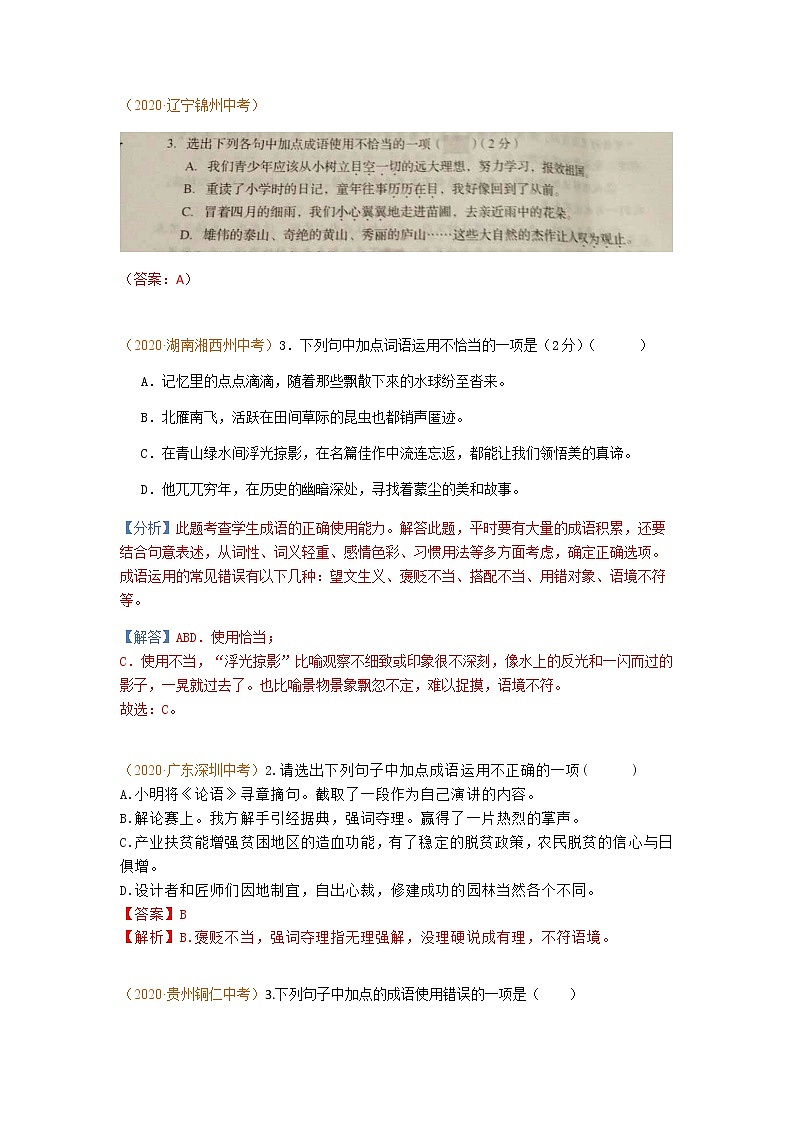 初中语文9下1.词语运用、辨析含答案第2页