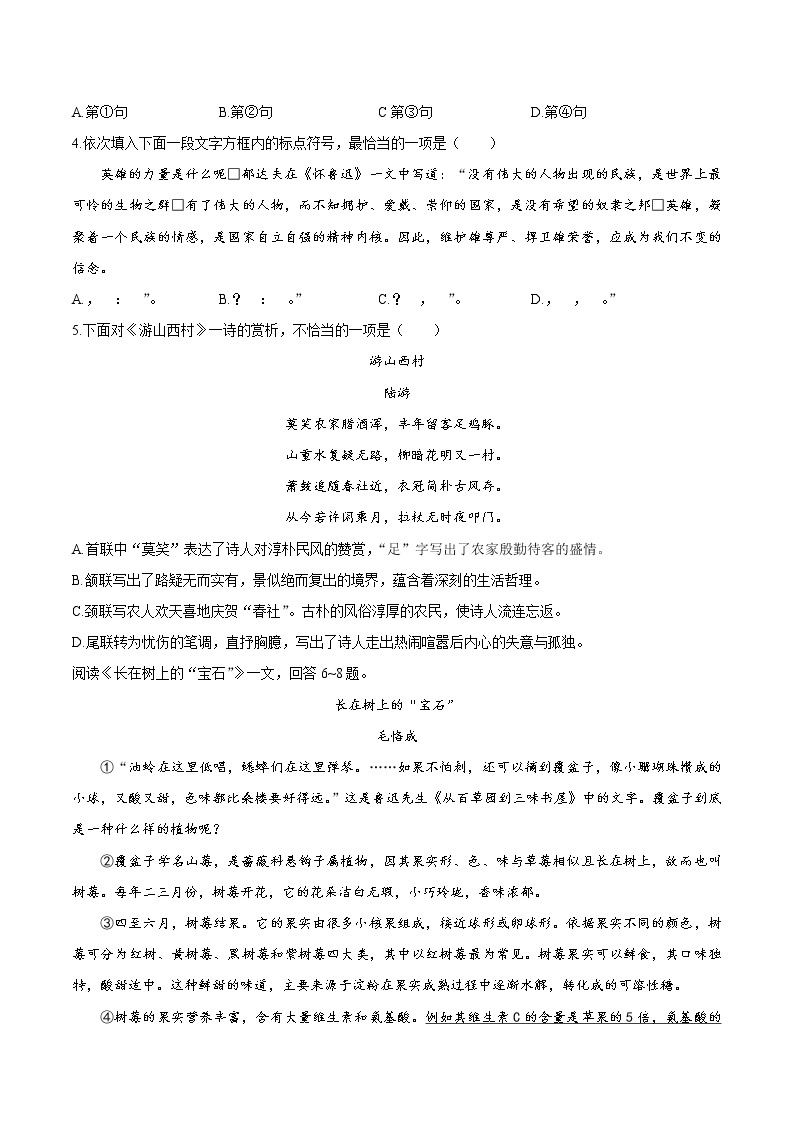 初中语文9下042天津市2020年中考语文试题（Word版）含答案02