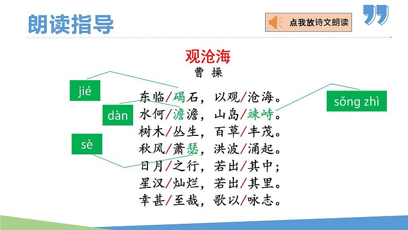 部编版七年级语文上册课件--4.古代诗歌四首（《观沧海》《闻王昌龄左迁龙标遥有此寄》《次北固山下》《天净沙·秋思》）08