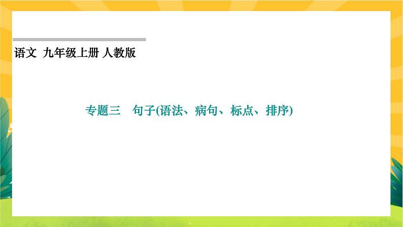 人教部编版语文九上《专题三 句子(语法、病句、标点、排序)》（期末专题练习PPT含答案）01