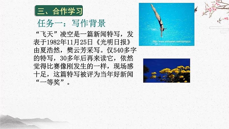 3 “飞天”凌空——跳水姑娘吕伟夺魁记 课时课件 初中语文人教部编版（五四制）八年级上册05