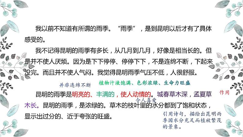 16 昆明的雨 课时课件 初中语文人教部编版八年级上册08