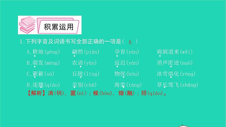 2022八年级语文下册 第二单元 5 大自然的语言习题课件 新人教版06