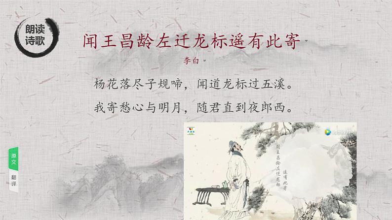 第4课《闻王昌龄左迁龙标遥有此寄》课件（共17张ppt）  2022-2023学年部编版语文七年级上册第4页