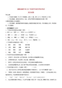 湖北省咸宁市2017年中考语文真题试题（含答案）