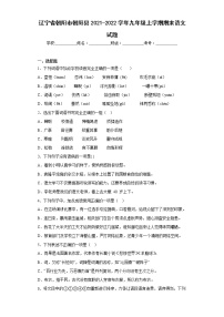 辽宁省朝阳市朝阳县2021-2022学年九年级上学期期末语文试题(含答案)