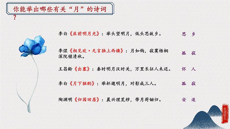 人教部编版九年级上册《水调歌头明月几时有》课件第1页