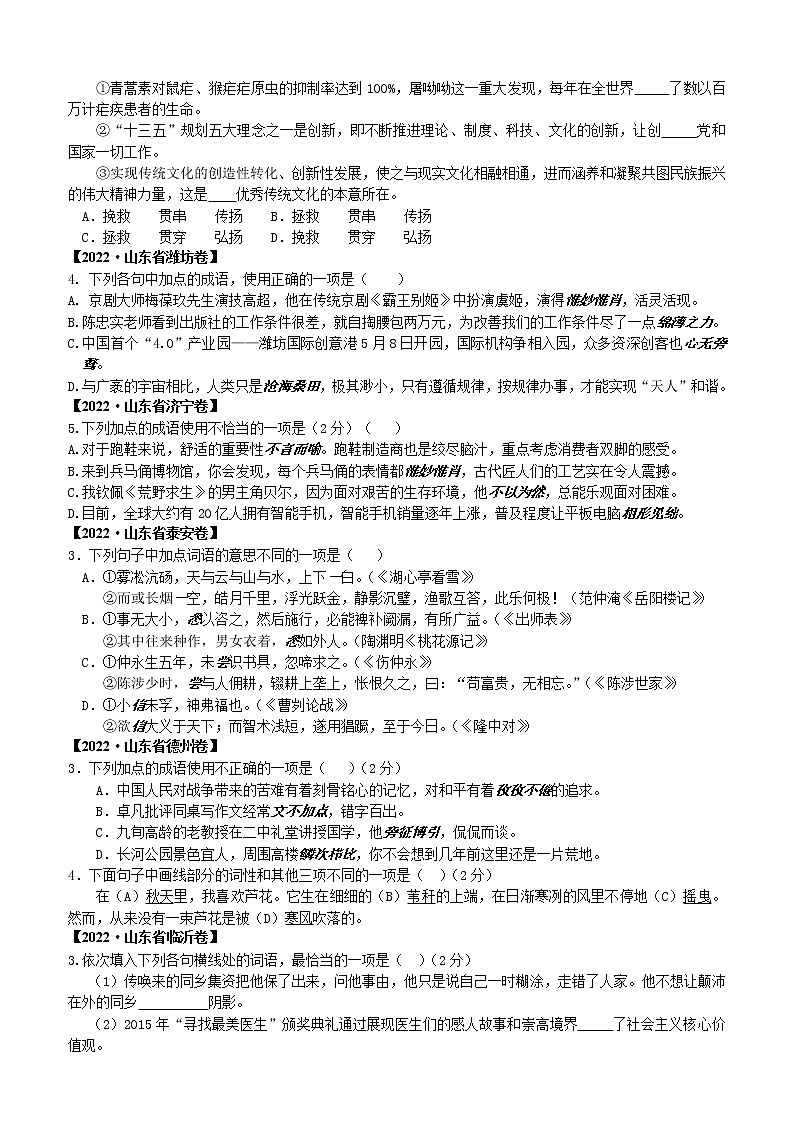 2022年中考语文汇编—词语运用（打印）第3页