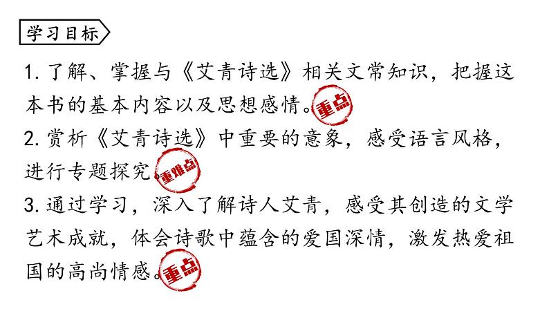 人教部编版九年级上册《艾青诗选》如何读诗教学课件第3页