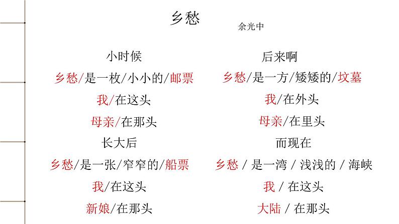 人教部编版九年级上册《乡愁》教学课件05