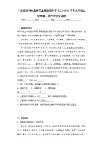 广东省深圳市龙岗区龙城初级中学2022-2023学年九年级上学期第一次月考语文试题(含答案)