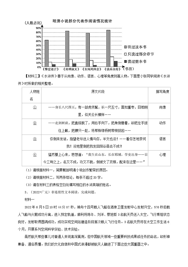 四川省各市2022年中考语文真题分题型分层汇编-15现代文阅读（非连续性文本）03