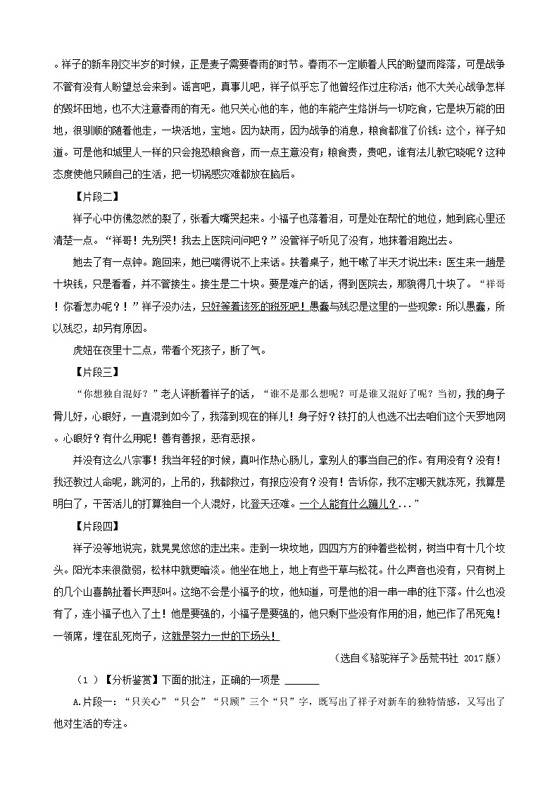 湖南省各市2022年中考语文真题分题型分层汇编-06名著阅读第3页