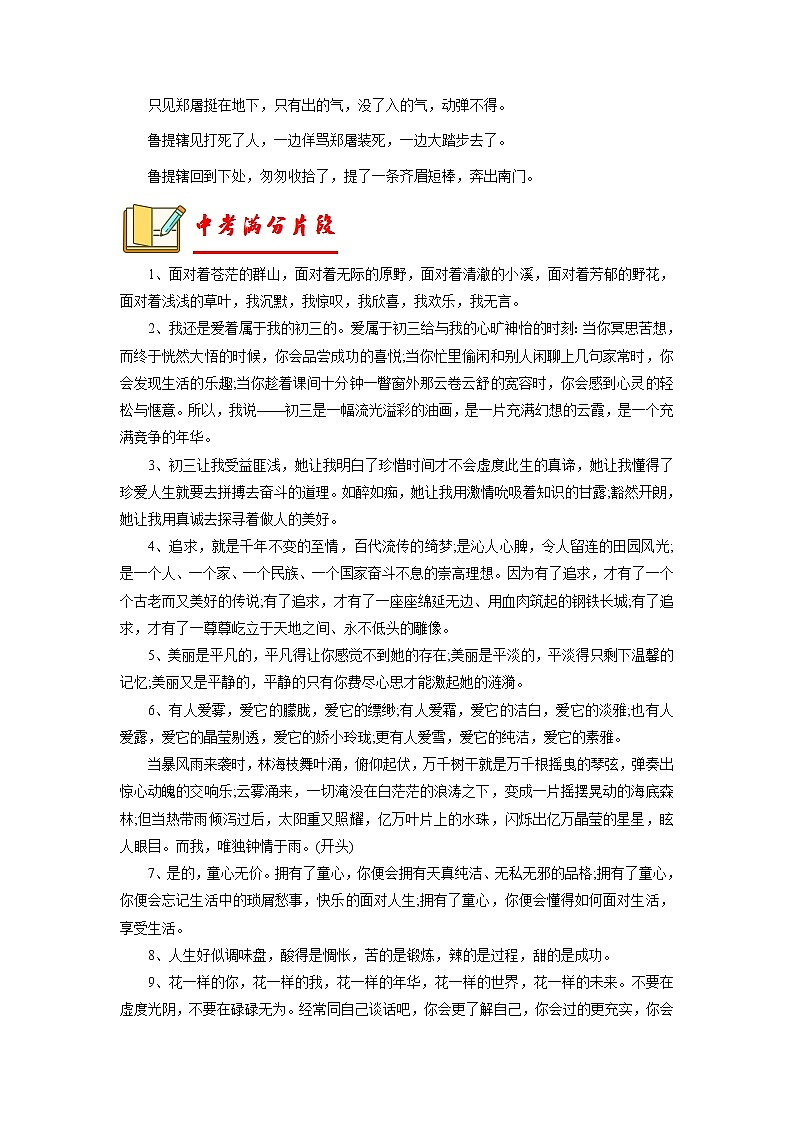 九年级语文上册单元写作深度指导专题11 高频素材积累第3页
