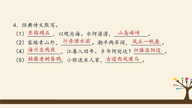 人教版（部编版）初中语文七年级上册期中复习：专题 古诗词默写与鉴赏  课件07