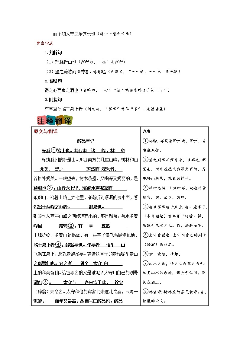 第12课《醉翁亭记》（划重点+双减作业设计）-2022-2023学年九年级语文上册知识梳理与双减作业设计（原卷版）03