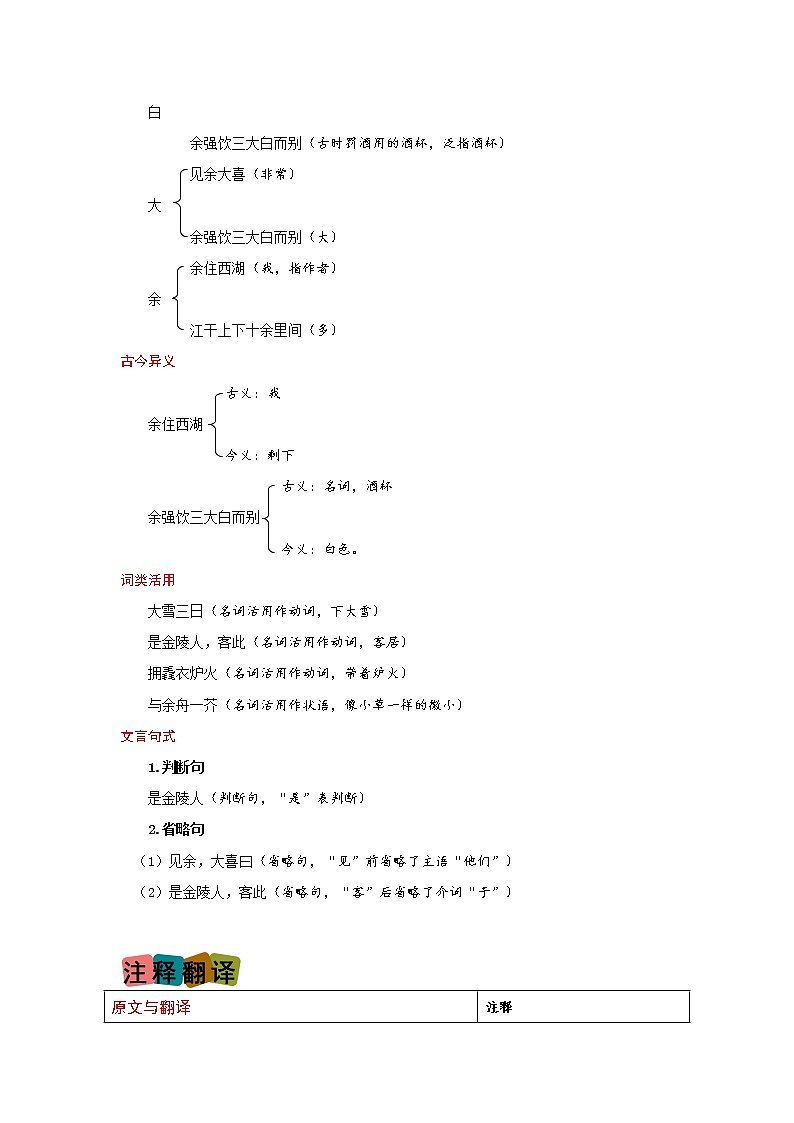 第13课《湖心亭看雪》（划重点+双减作业设计）-2022-2023学年九年级语文上册知识梳理与双减作业设计（原卷版）02