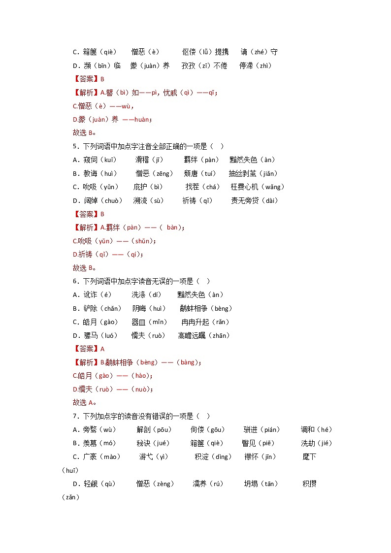 01字音字形－2022-2023学年九年级语文上学期期中专题复习  （解析版）第2页