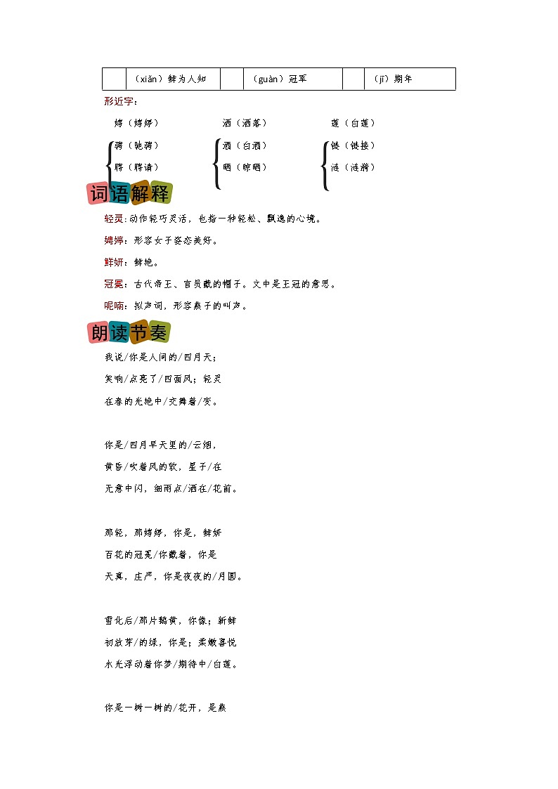 第5课《你是人间四月天》（划重点+双减作业设计）-2022-2023学年九年级语文上册知识梳理与双减作业设计（原卷版）02