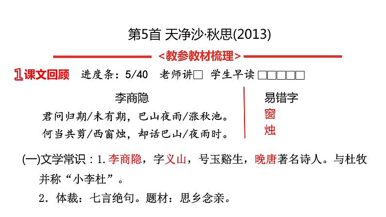 中考语文复习--七年级上册古诗词曲梳理课件：夜雨寄北第5页