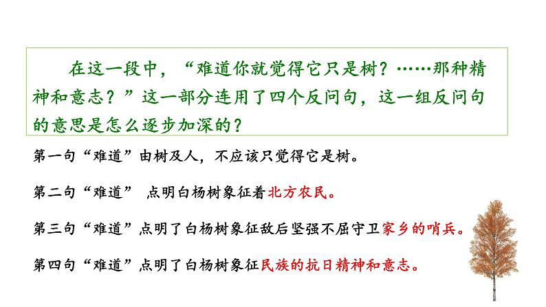 部编版语文八年级上册  15 白杨礼赞【第二课时】 课件第6页