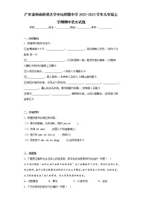 广东省华南师范大学中山附属中学2022-2023学年九年级上学期期中语文试题(含答案)