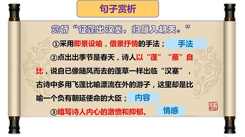 2022-2023学年人教部编版语文八年级上册第三单元13课唐诗五首《使至塞上》课件07
