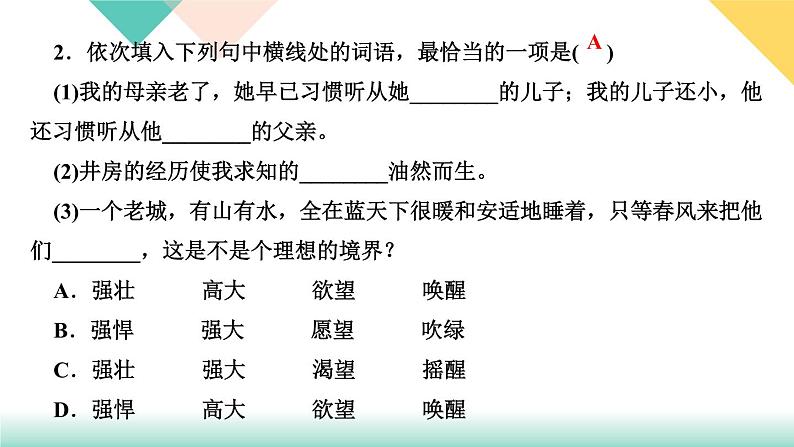 人教部编版语文七上 专题二　词语的理解与运用（练习课件PPT含答案）第5页