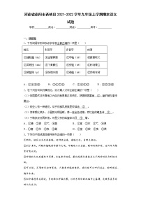 河南省南阳市西峡县2021-2022学年九年级上学期期末语文试题(含答案)