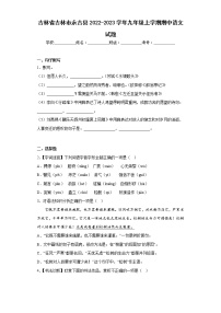 吉林省吉林市永吉县2022-2023学年九年级上学期期中语文试题(含答案)