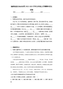 福建省龙岩市永定区2022-2023学年九年级上学期期中语文试题(含答案)