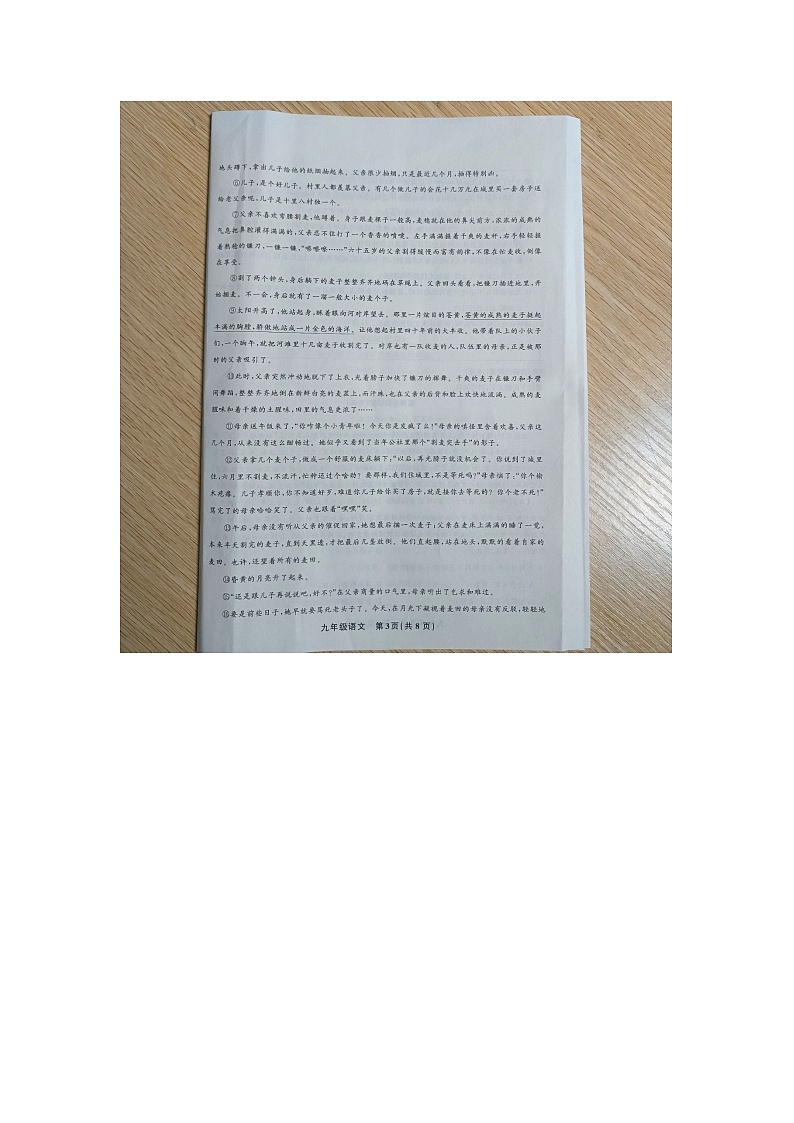 黔东南州教学资源共建共享实验基地名校2022年秋季学期九年级第二阶段半期水平检测语文卷及答案【图片版】第3页