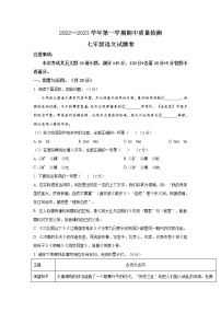 河南省驻马店市确山县2022-2023学年七年级上学期期中考试语文试题(含答案)