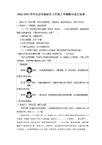 2022-2023学年北京市海淀区七年级上学期期中语文试卷（含答案解析）
